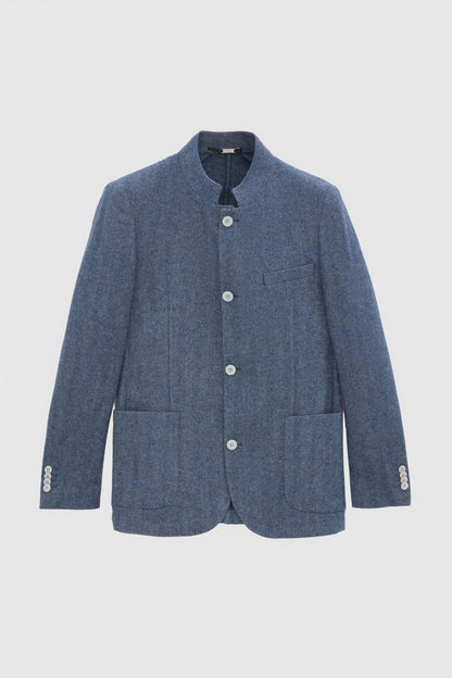 Twn Slim Fit Indigo Armürlü Kumaş Ceket