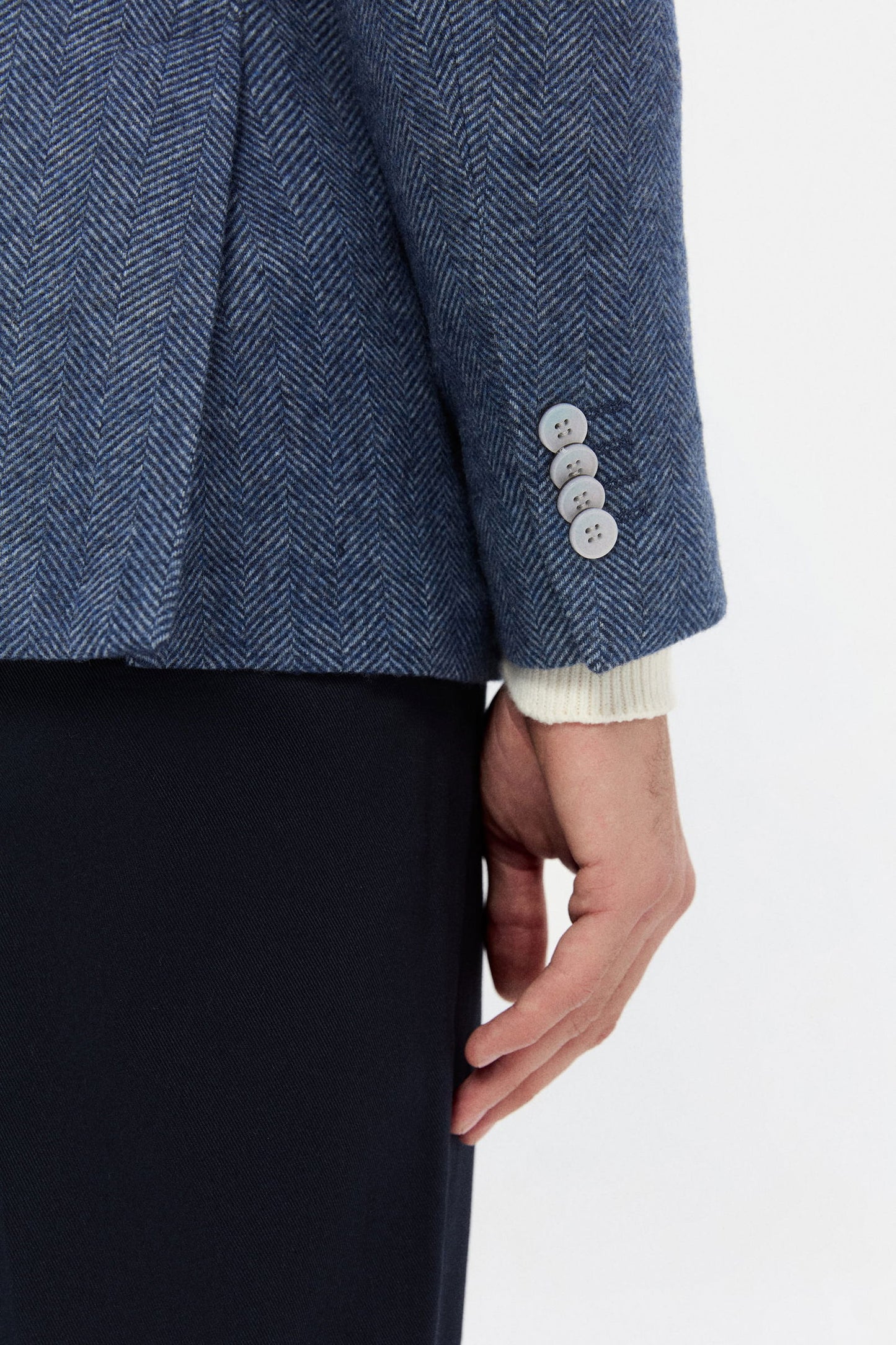 Twn Slim Fit Indigo Armürlü Kumaş Ceket