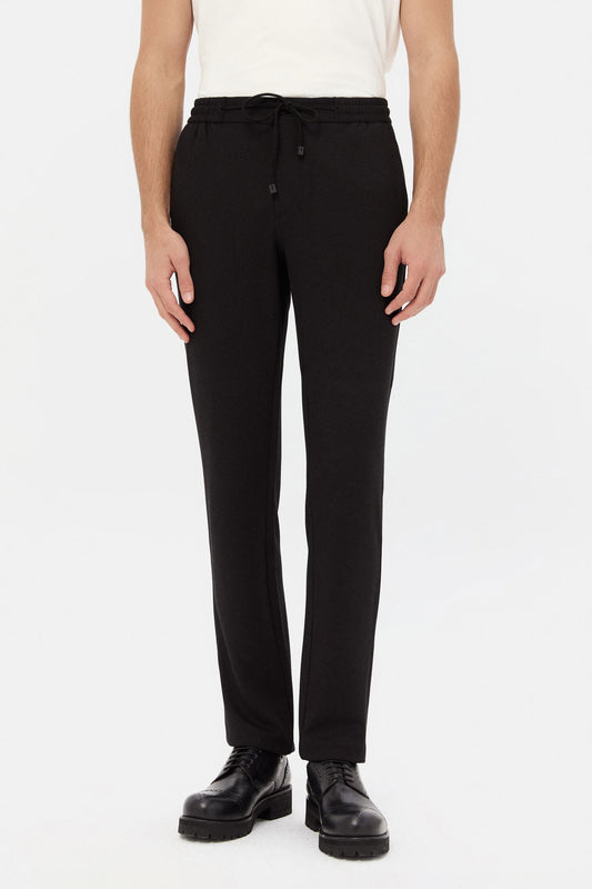 Ds Damat Slim Fit Siyah Armürlü Jogger Pantolon