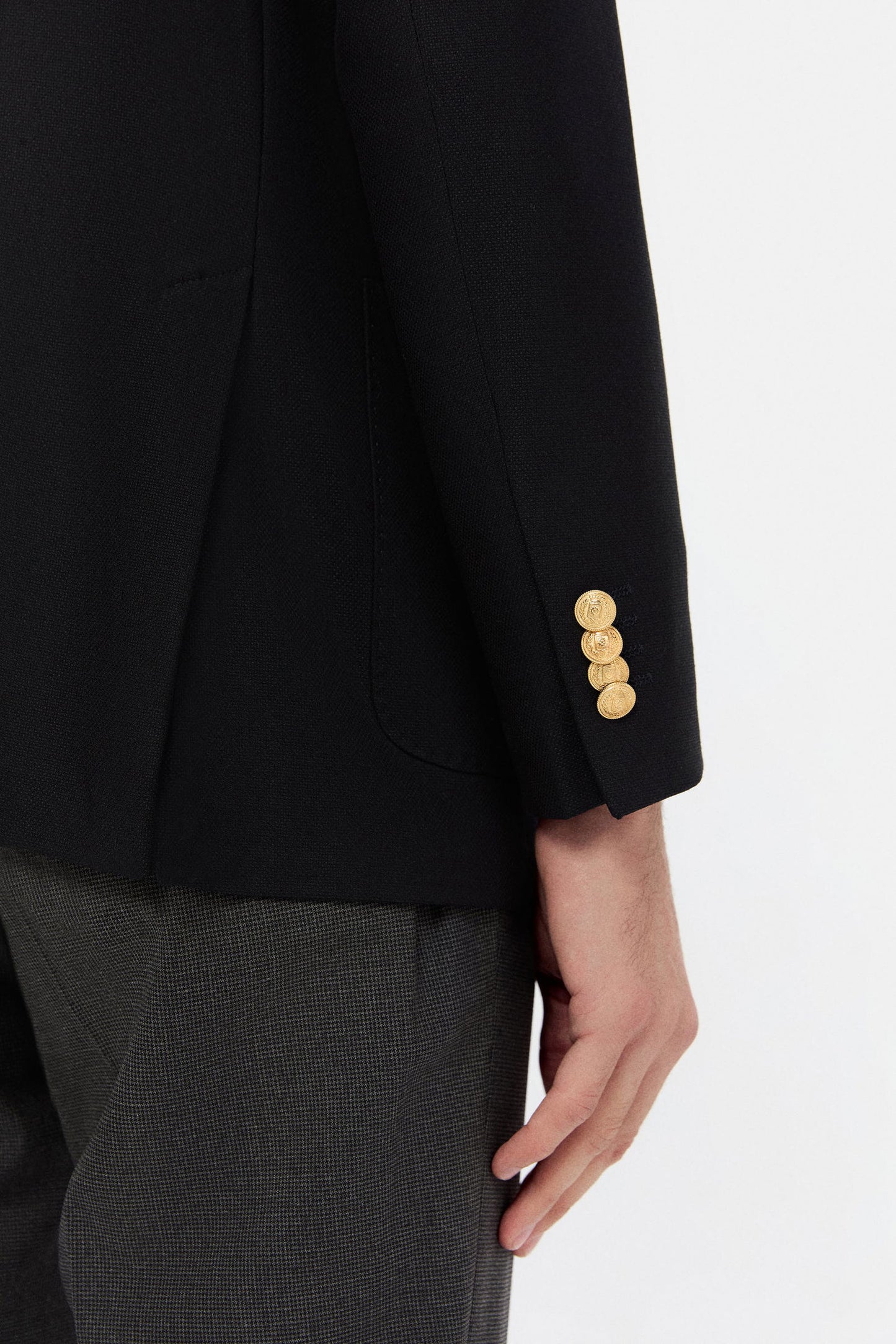 Ds Damat Regular Fit Siyah Armürlü Kumaş Ceket