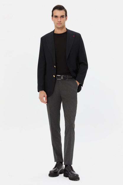 Ds Damat Regular Fit Siyah Armürlü Kumaş Ceket