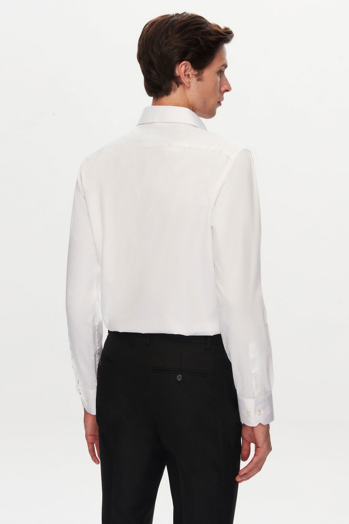 Ds Damat Slim Fit Beyaz Düz Nano Care Gömlek