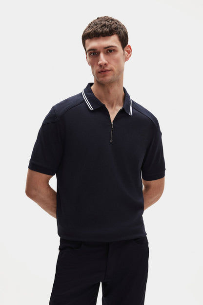 Ds Damat Regular Fit Lacivert Pike Dokulu Polo Tişört