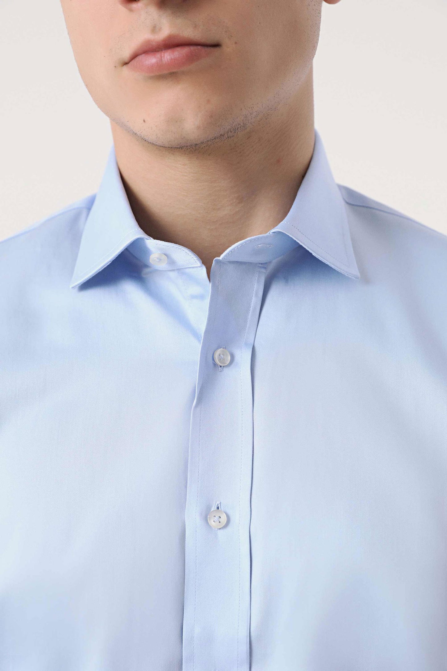 Ds Damat Slim Fit Mavi Düz Nano Care Gömlek