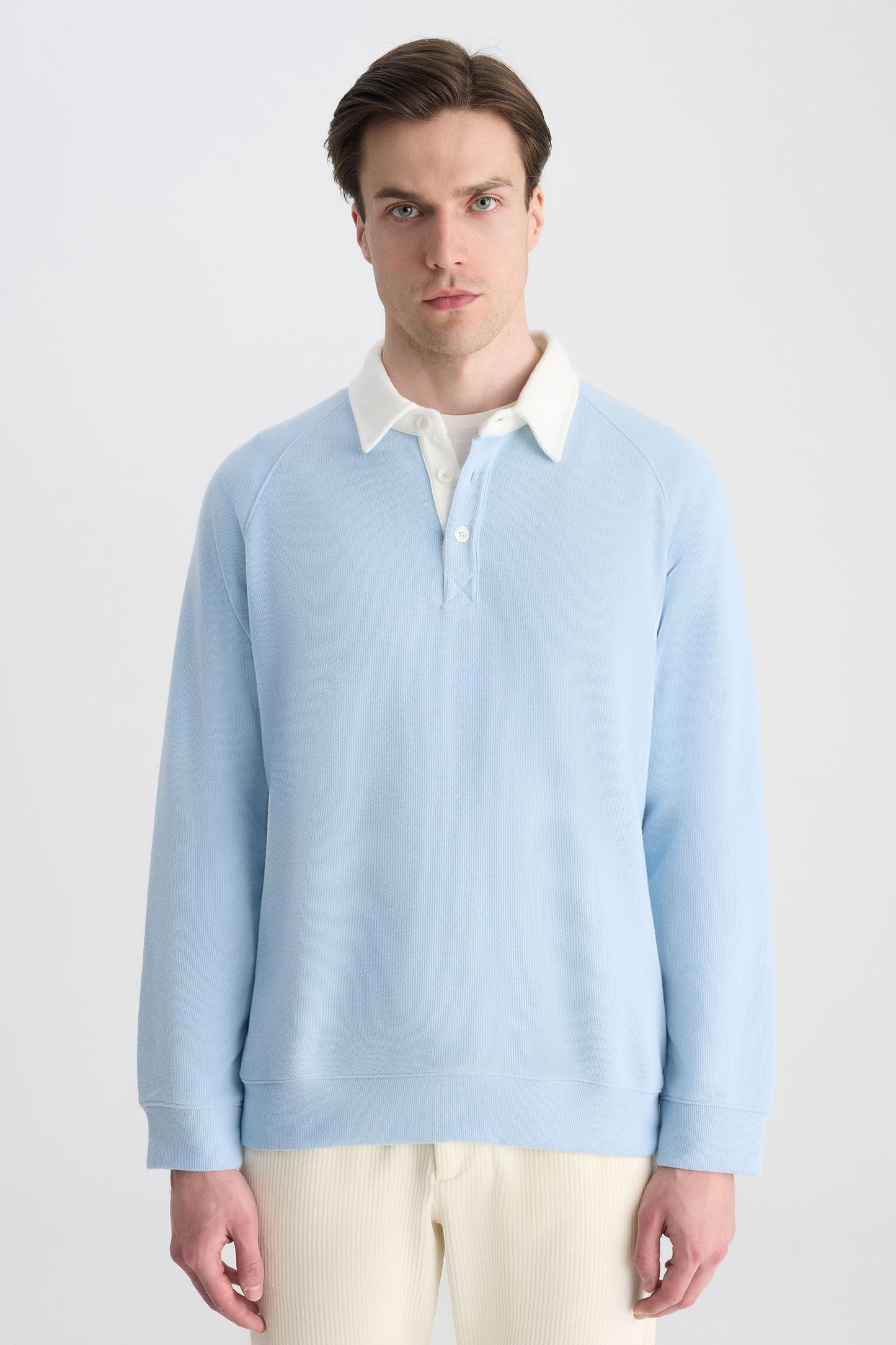 Ds Damat Regular Fit Açık Mavi Düz Sweatshirt