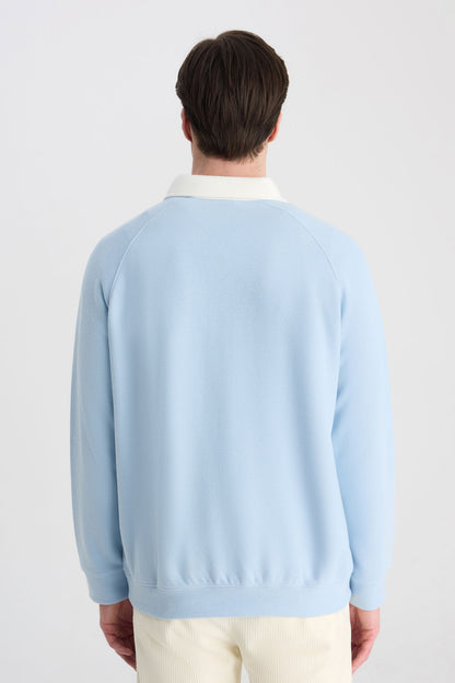 Ds Damat Regular Fit Açık Mavi Düz Sweatshirt