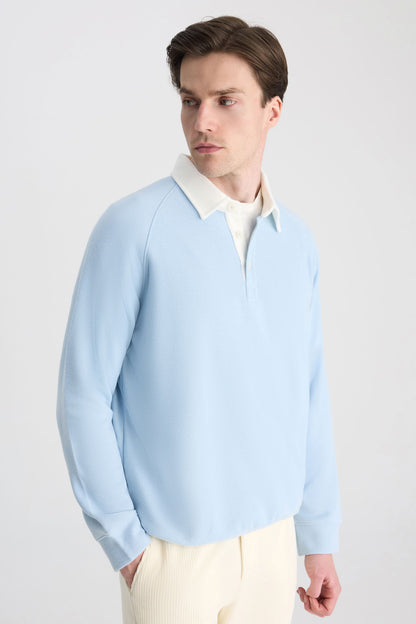 Ds Damat Regular Fit Açık Mavi Düz Sweatshirt
