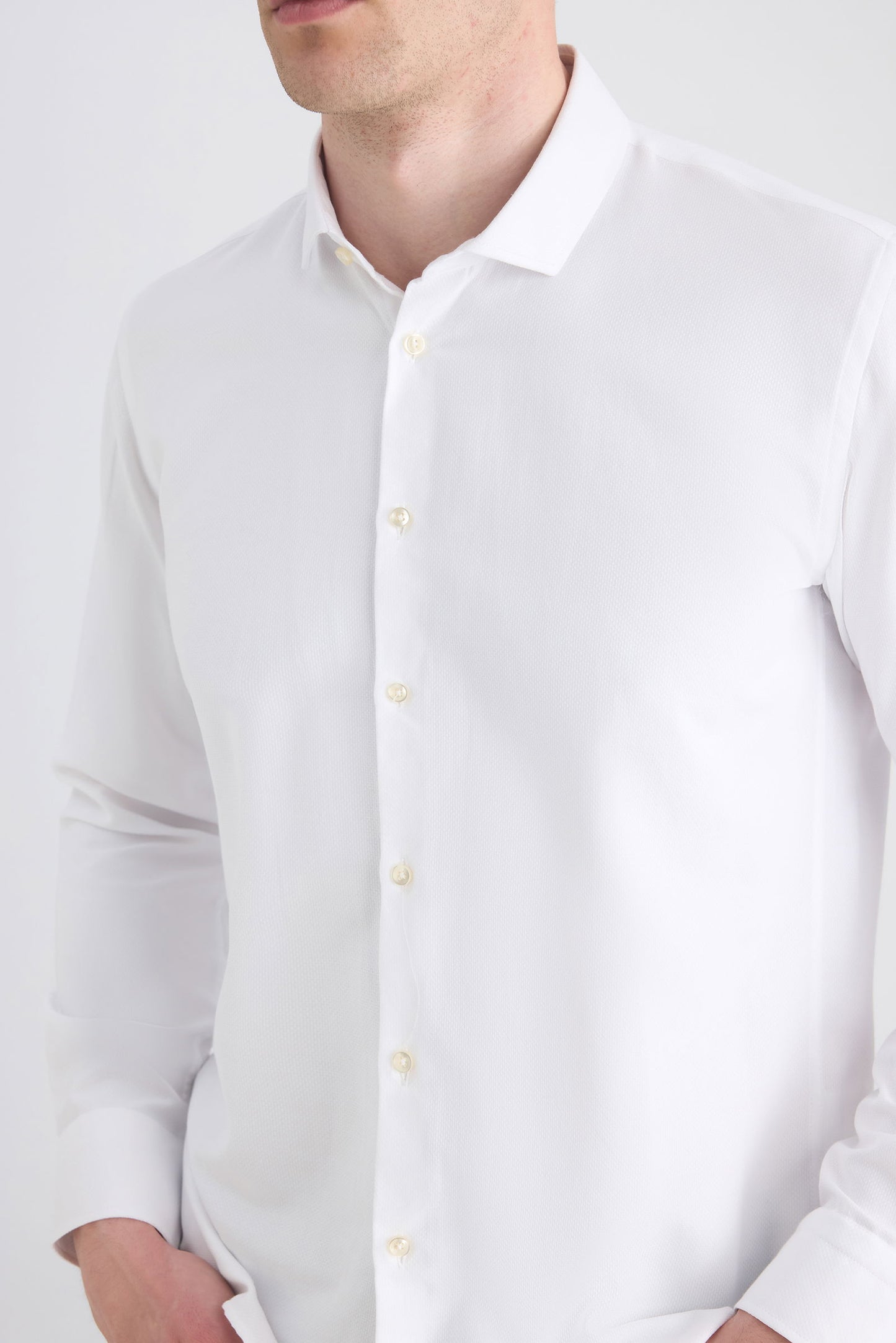 Twn Slim Fit Beyaz Armürlü Gömlek