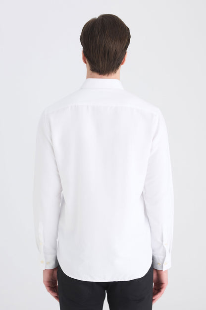 Twn Slim Fit Beyaz Armürlü Gömlek