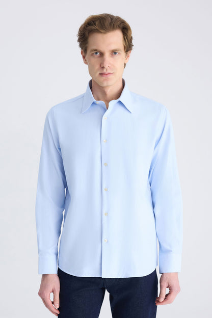 Ds Damat Slim Fit Mavi Armürlü Gömlek