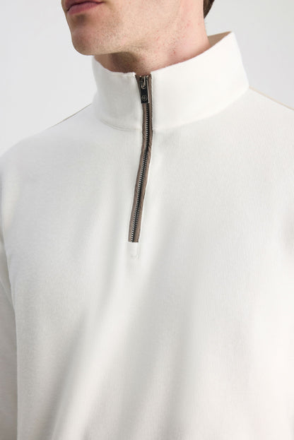 Ds Damat Regular Fit Ekru Düz Sweatshirt