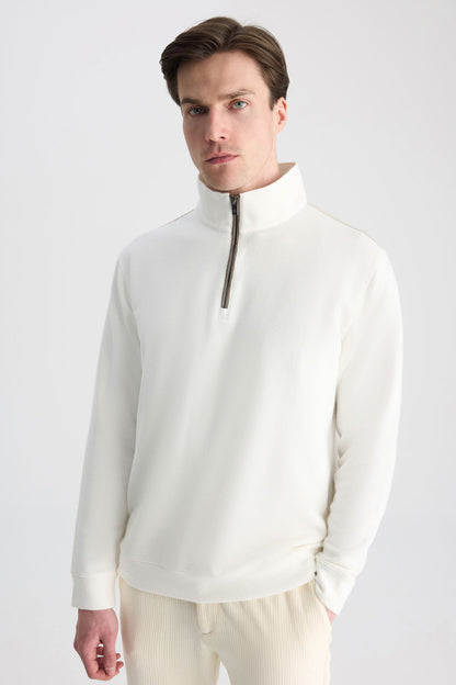 Ds Damat Regular Fit Ekru Düz Sweatshirt