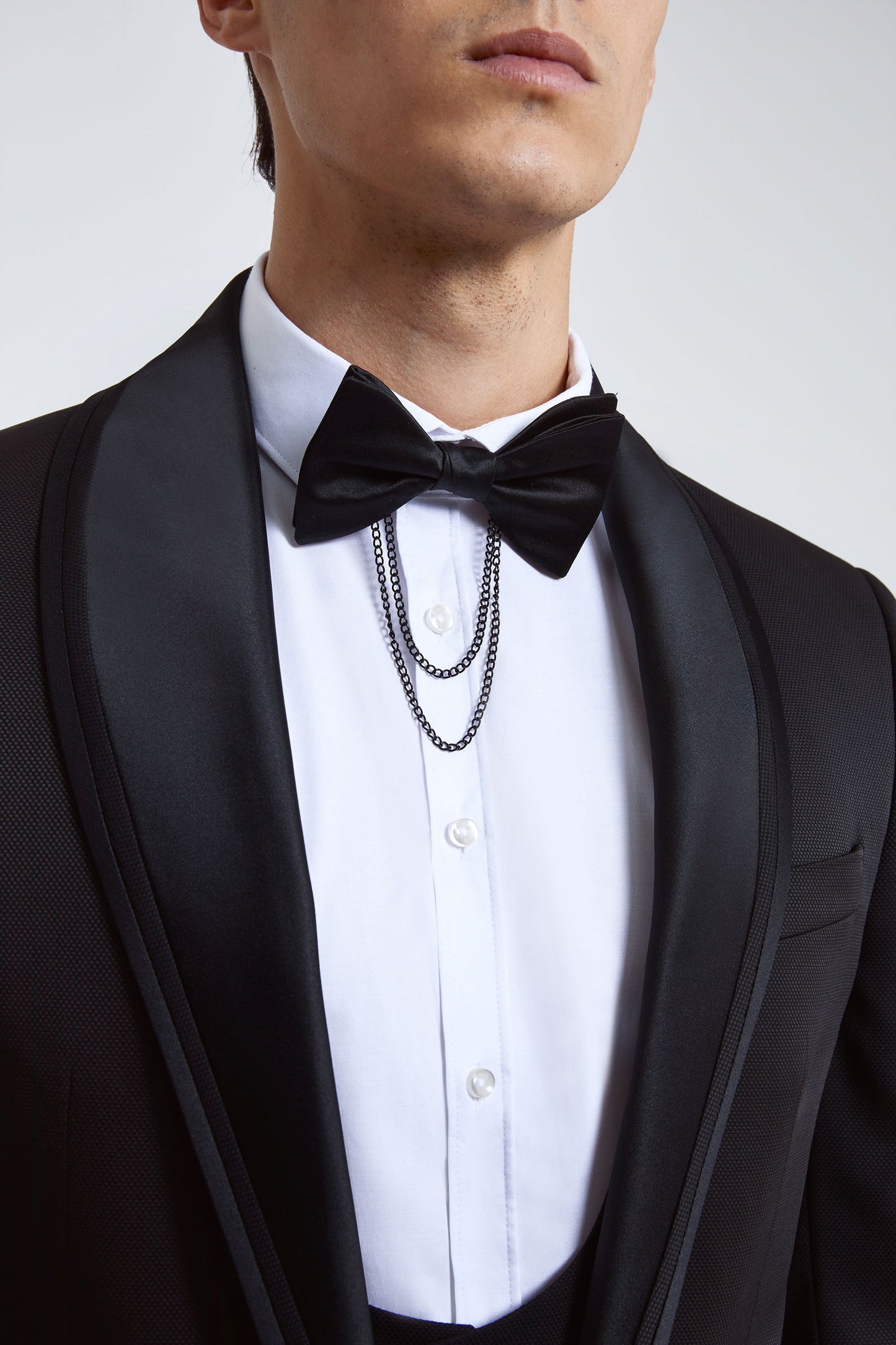 Ds Damat Slim Fit Siyah Armürlü Smokin Yelekli Takim Elbise