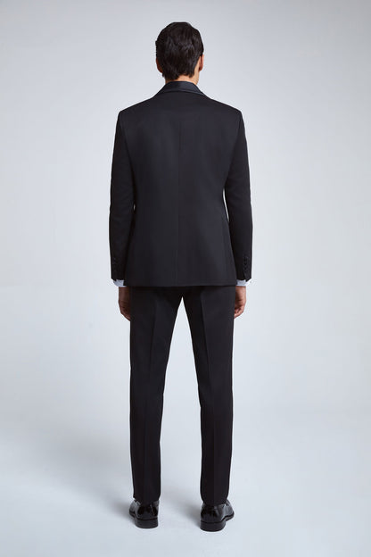 Ds Damat Slim Fit Siyah Armürlü Smokin Yelekli Takim Elbise