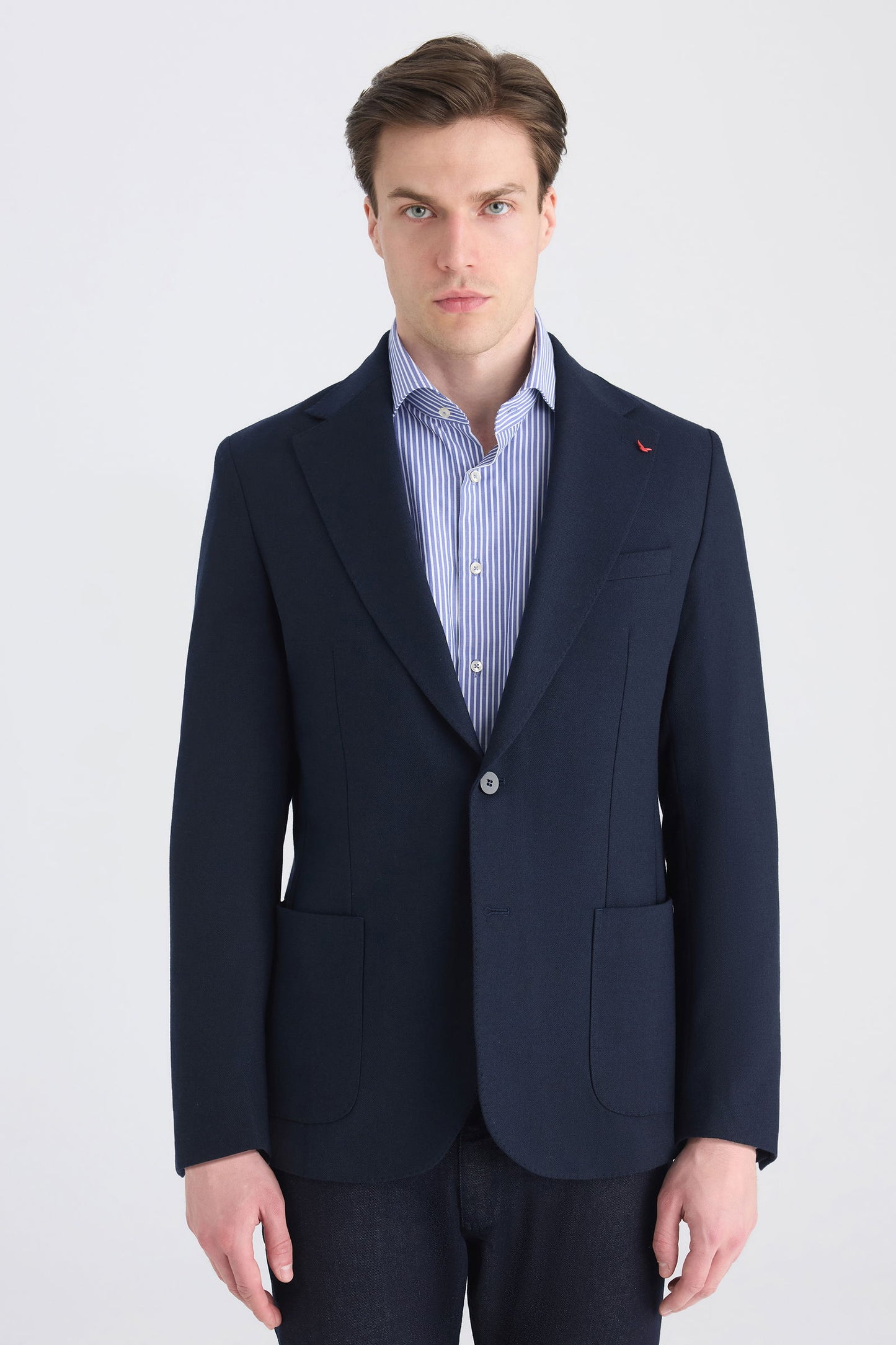 Ds Damat Slim Fit Lacivert Diyogonal Kumaş Ceket
