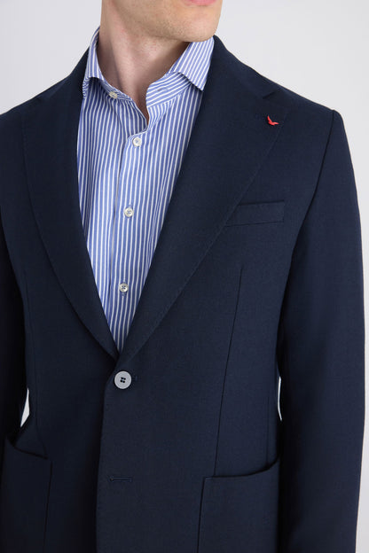 Ds Damat Slim Fit Lacivert Diyogonal Kumaş Ceket