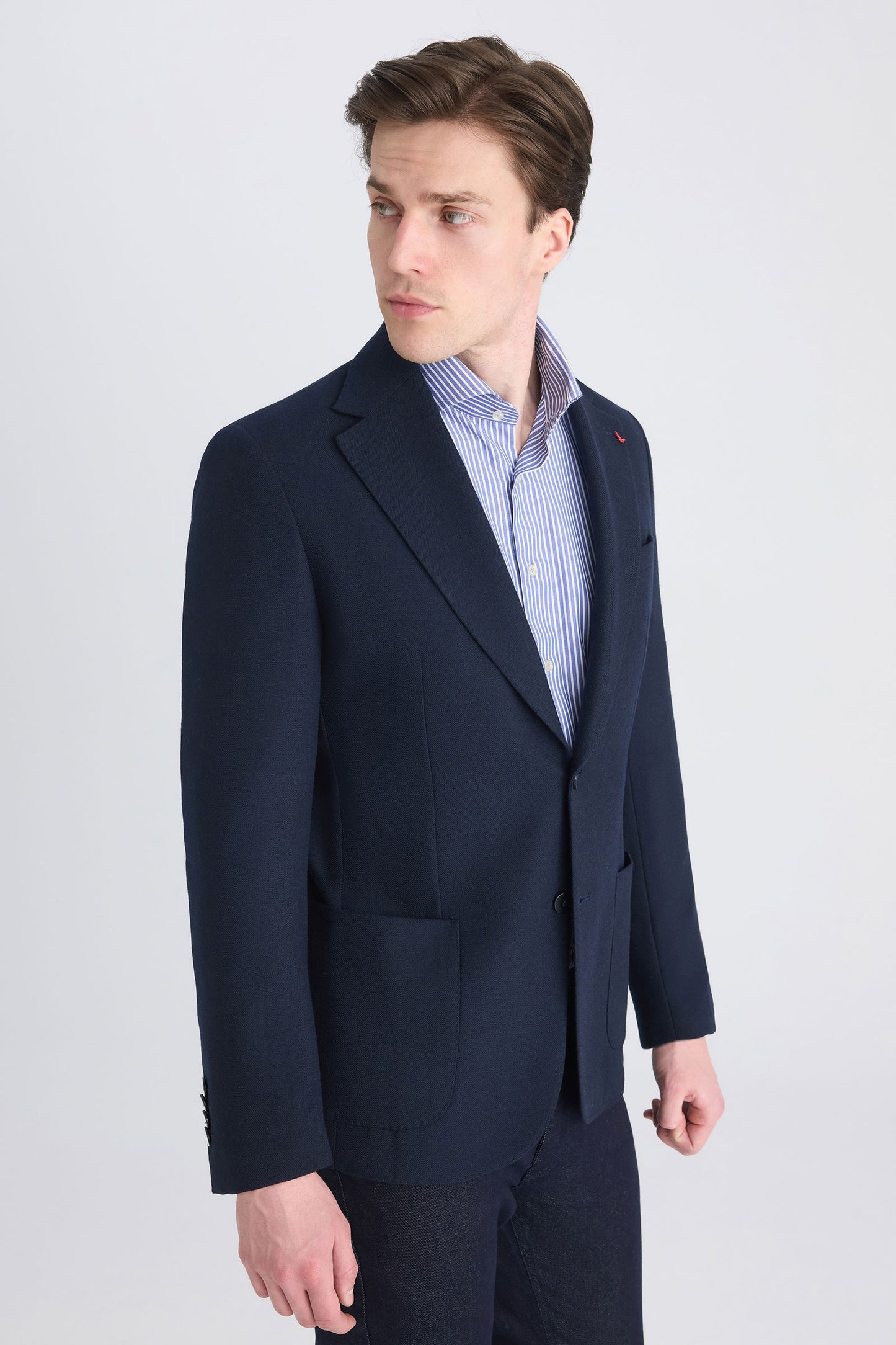Ds Damat Slim Fit Lacivert Diyogonal Kumaş Ceket