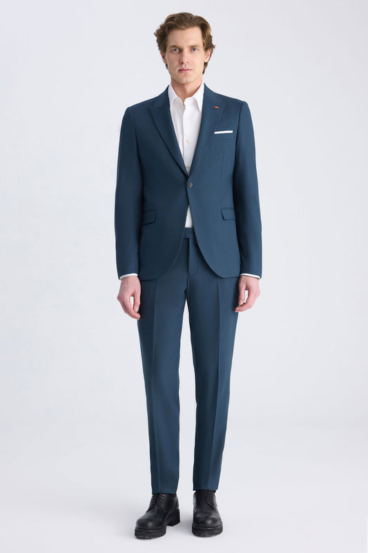 Twn Slim Fit Petrol Armürlü Takim Elbise