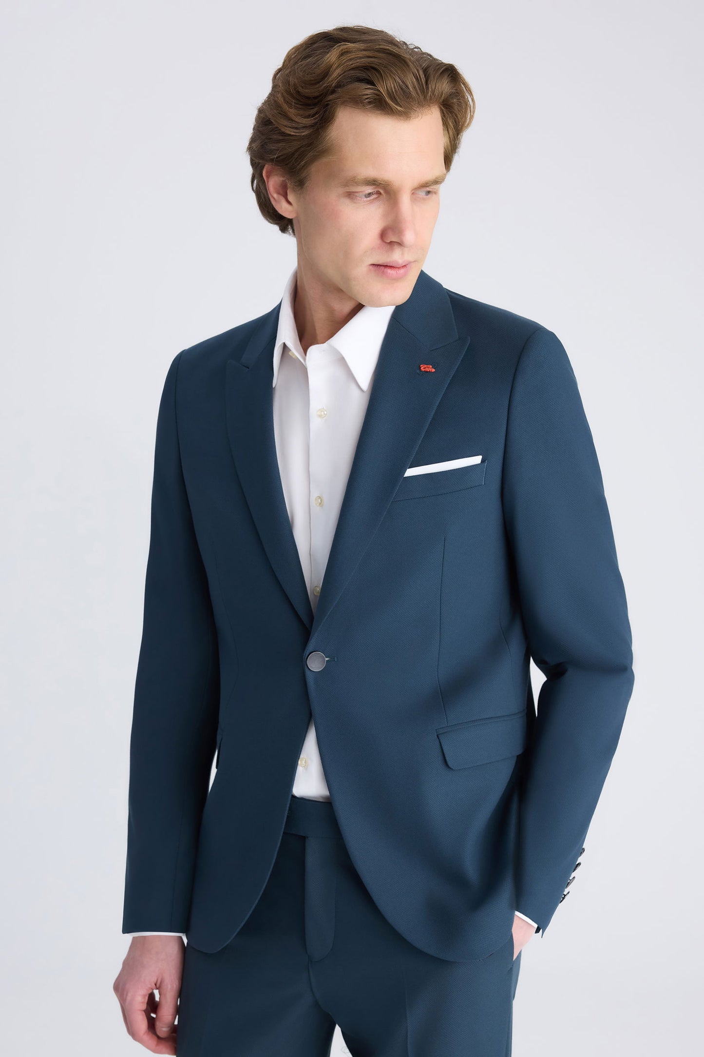 Twn Slim Fit Petrol Armürlü Takim Elbise