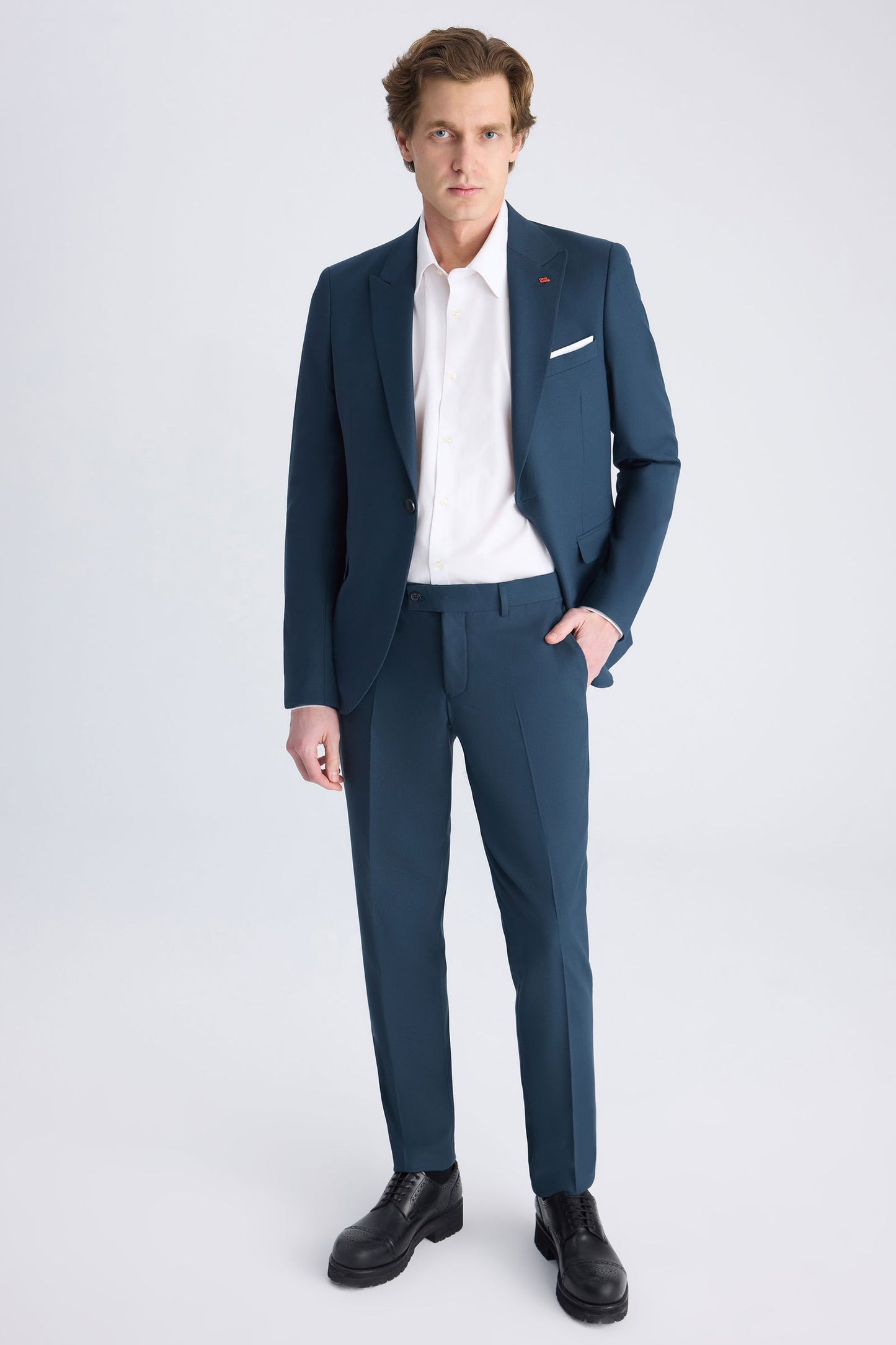 Twn Slim Fit Petrol Armürlü Takim Elbise