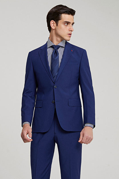 Ds Damat Slim Fit Saks Mavi Yünlü Travel Takim Elbise