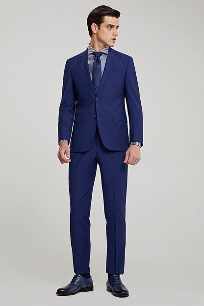 Ds Damat Slim Fit Saks Mavi Yünlü Travel Takim Elbise