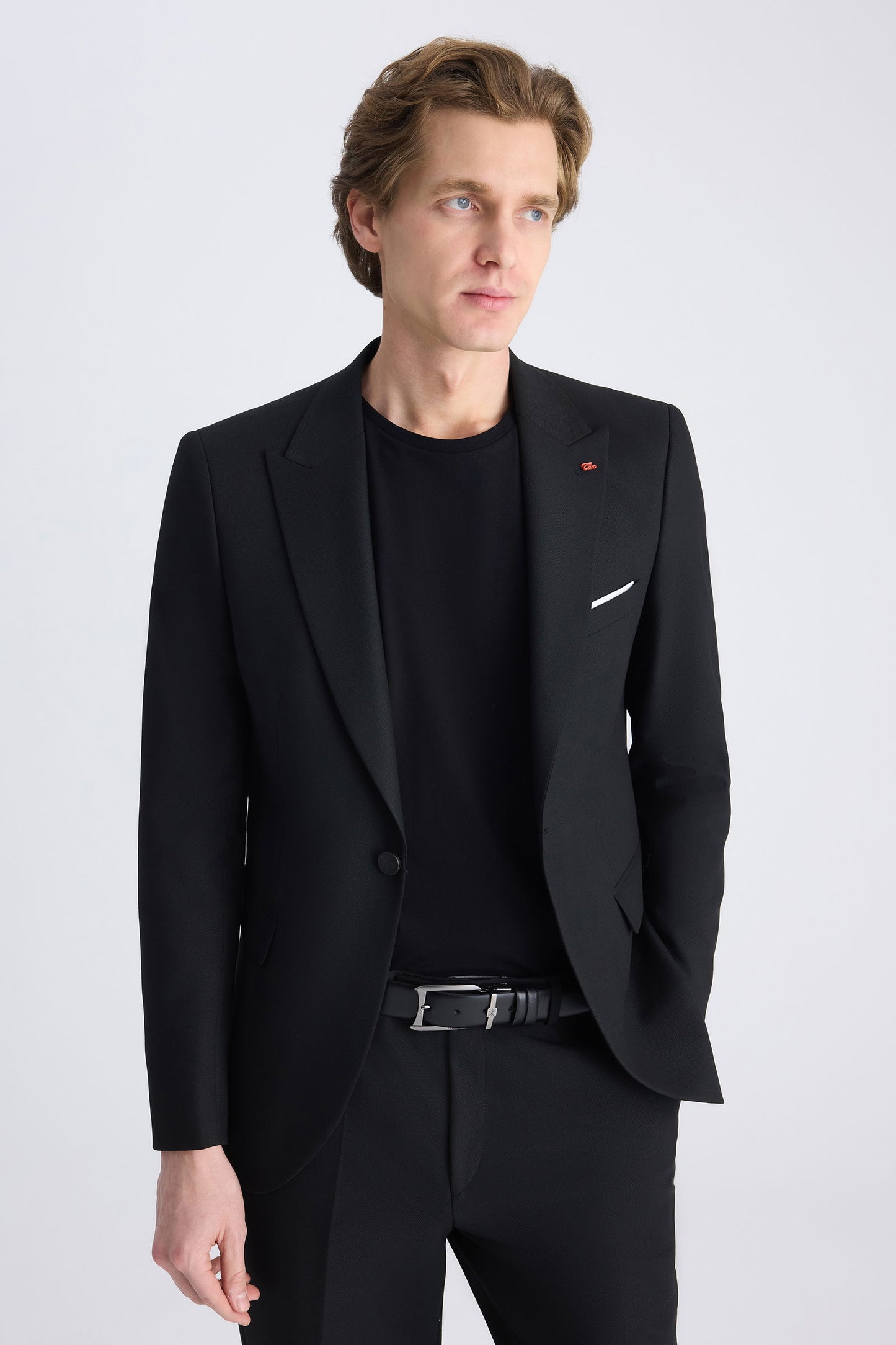 Twn Slim Fit Siyah Armürlü Takim Elbise