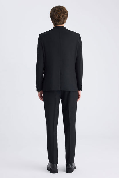 Twn Slim Fit Siyah Armürlü Takim Elbise
