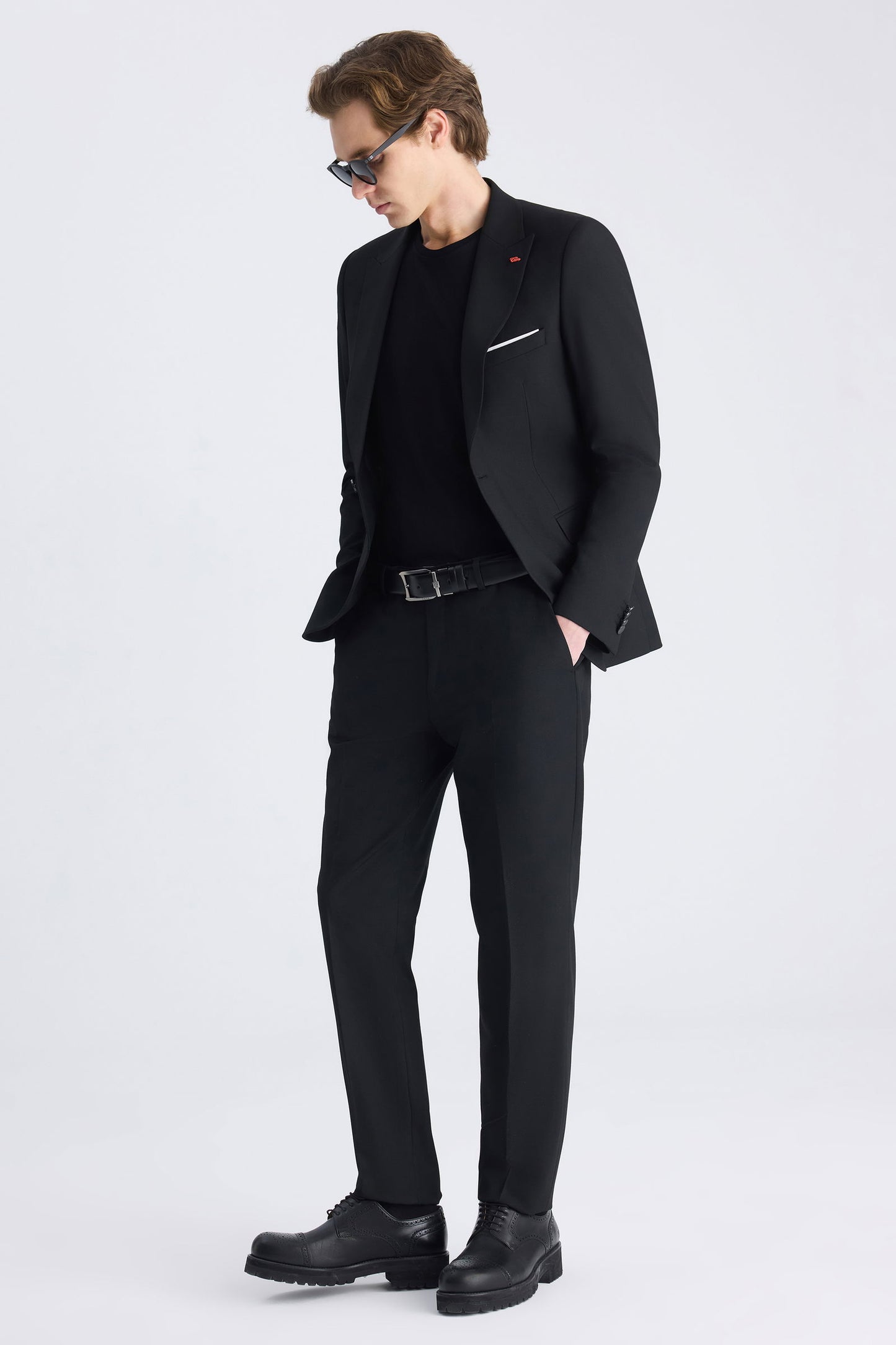 Twn Slim Fit Siyah Armürlü Takim Elbise