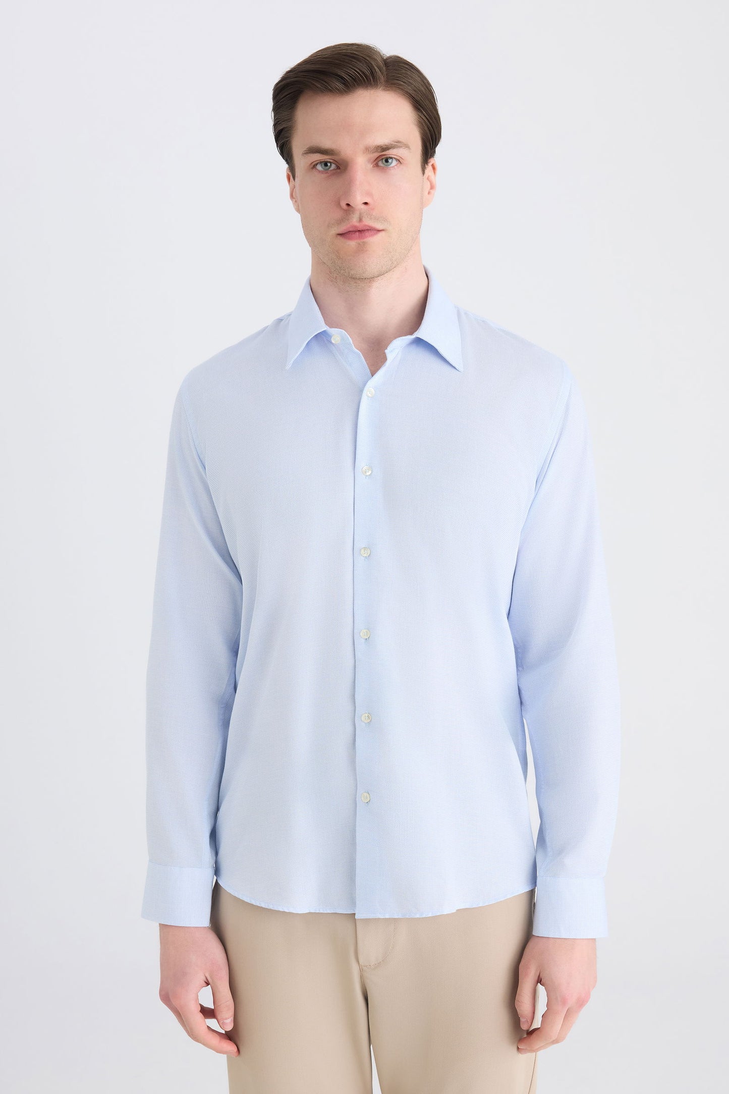 Twn Slim Fit Mavi Armürlü Gömlek