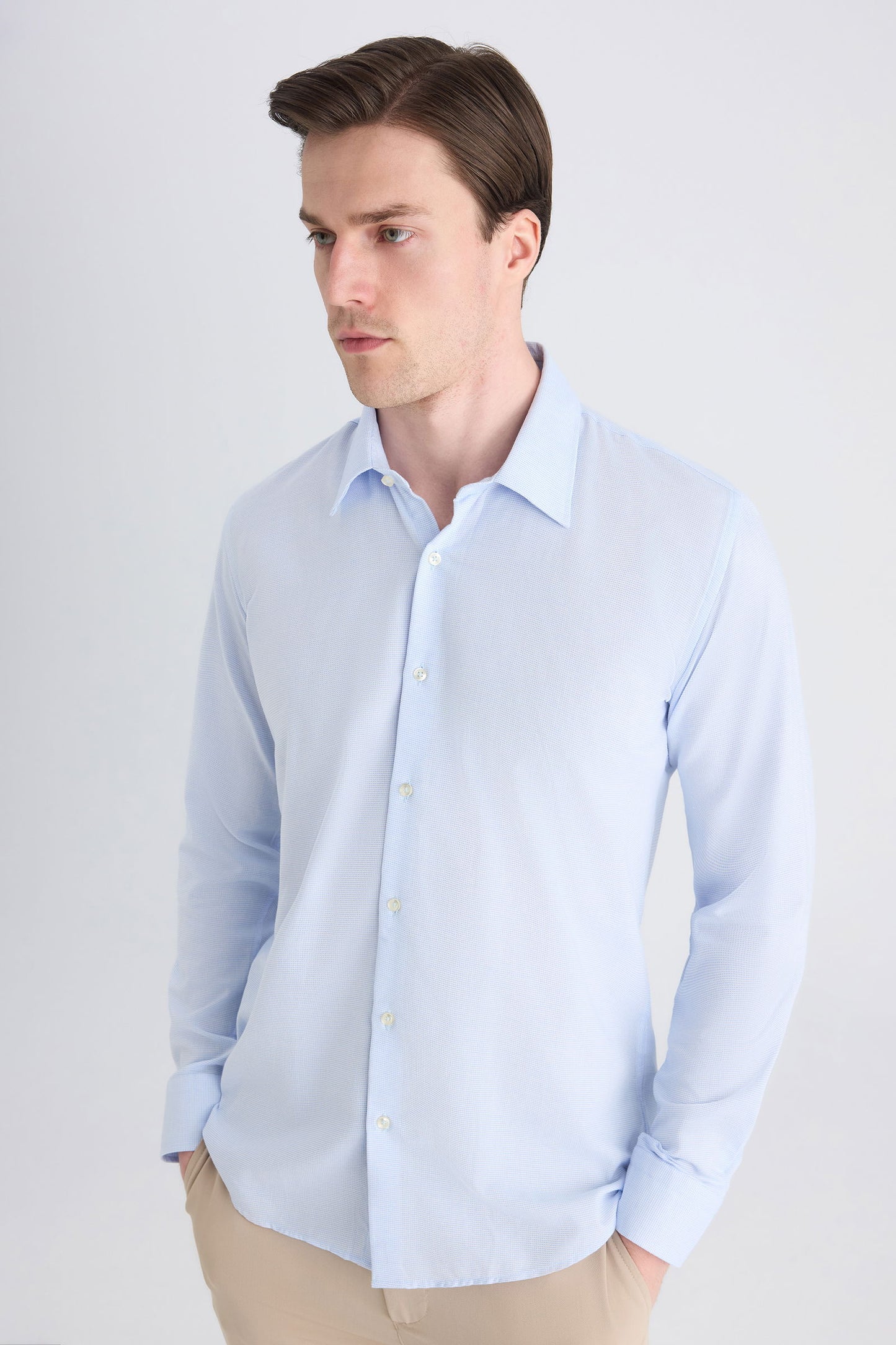 Twn Slim Fit Mavi Armürlü Gömlek
