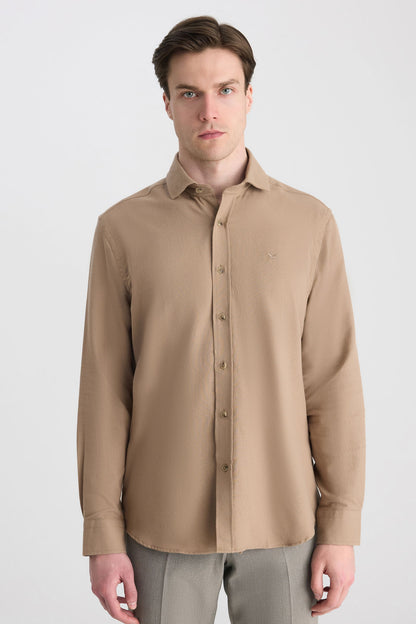 Ds Damat Comfort Camel Gabardin Gömlek