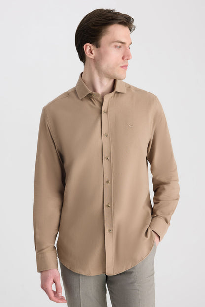 Ds Damat Comfort Camel Gabardin Gömlek