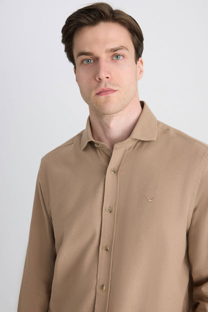 Ds Damat Comfort Camel Gabardin Gömlek