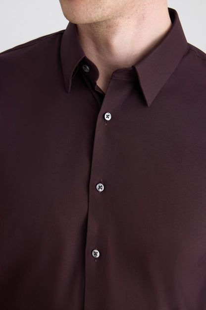 Twn Slim Fit Mürdüm Düz Gömlek