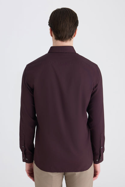 Twn Slim Fit Mürdüm Düz Gömlek