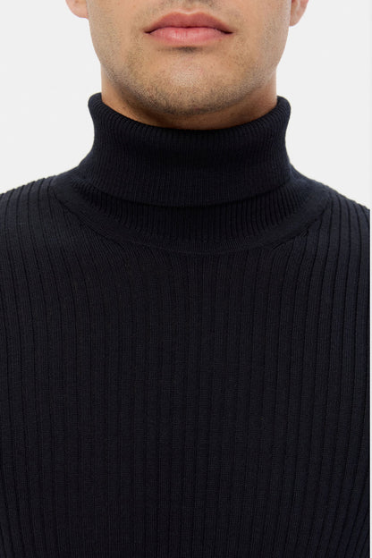 Twn Slim Fit Lacivert Rib Örgü Kazak