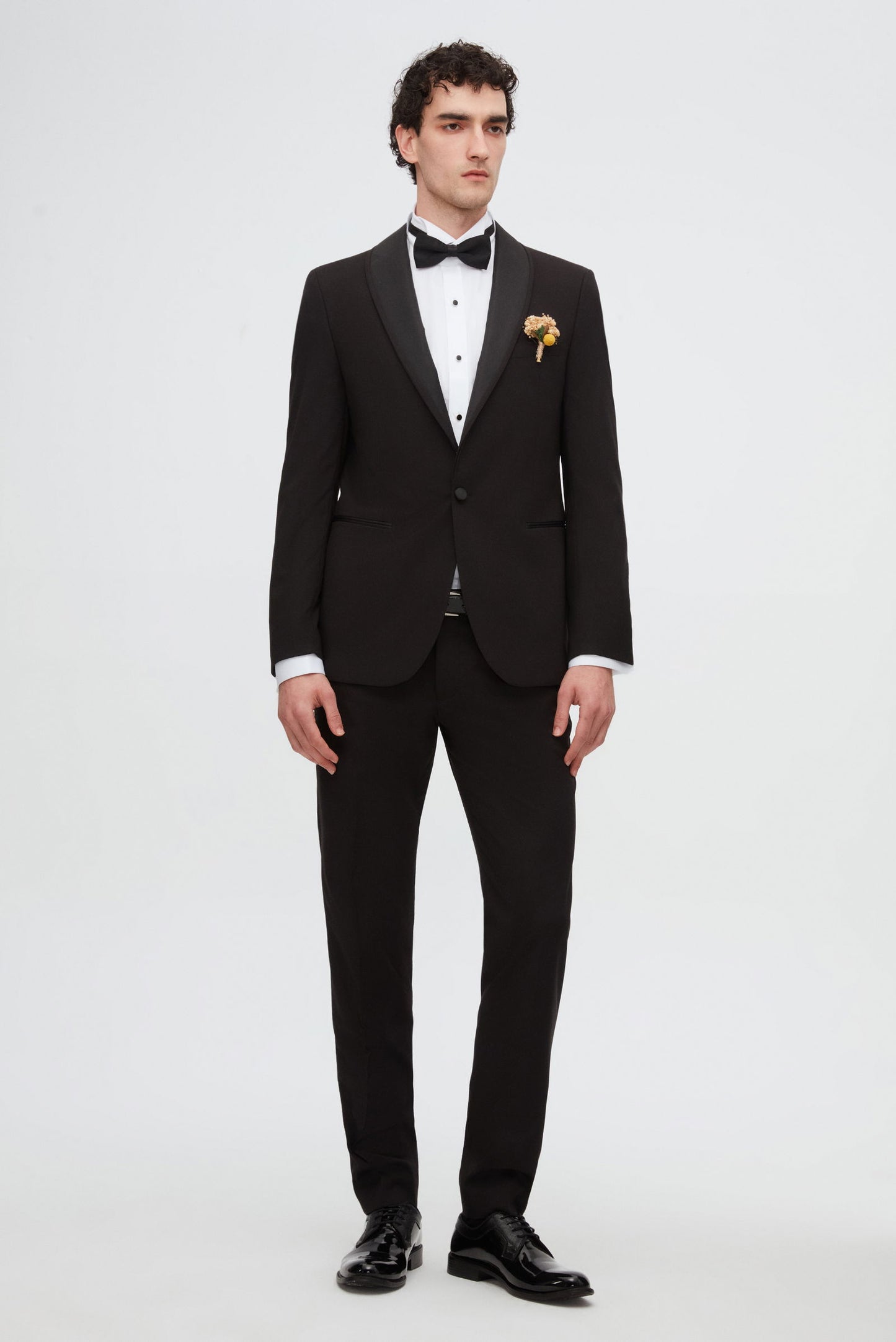 Twn Slim Fit Siyah Düz Damatlık & Smokin Yelekli Takim Elbise