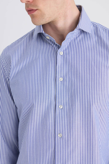 Ds Damat Slim Fit Lacivert Çizgili Gömlek
