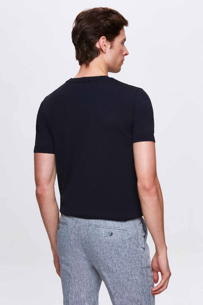 Twn Slim Fit Lacivert Yazlık Rayon Triko T-shirt