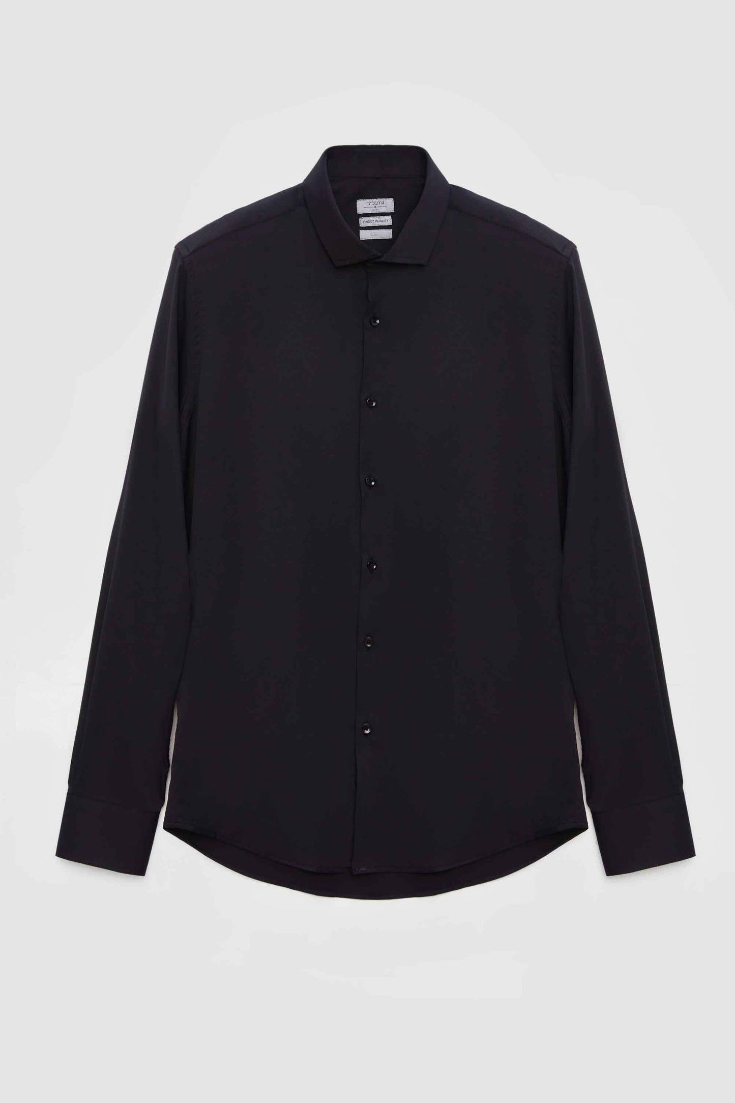 Twn Slim Fit Siyah Düz Travel Gömlek