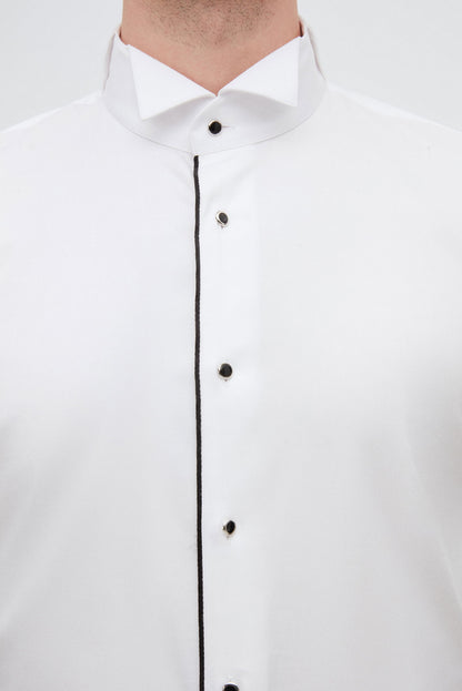 Ds Damat Slim Fit Beyaz Düz Smokin Gömlek