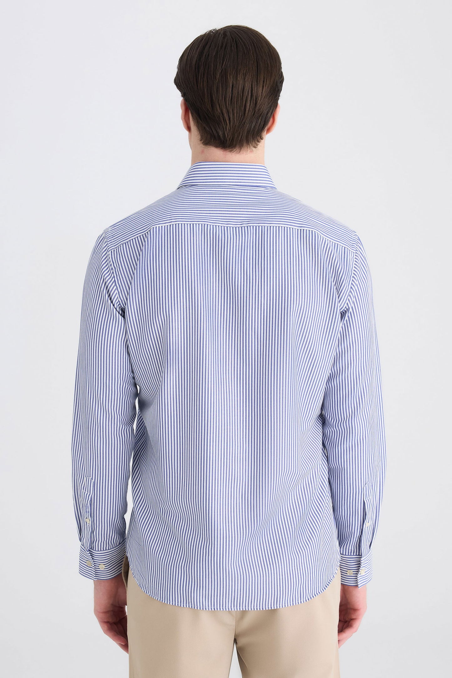 Twn Slim Fit Saks Mavi Çizgili Gömlek