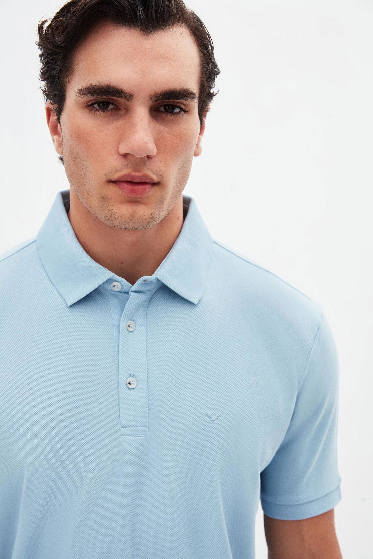 Ds Damat Regular Fit Açık Mavi Pike Dokulu %100 Pamuk Polo Tişört
