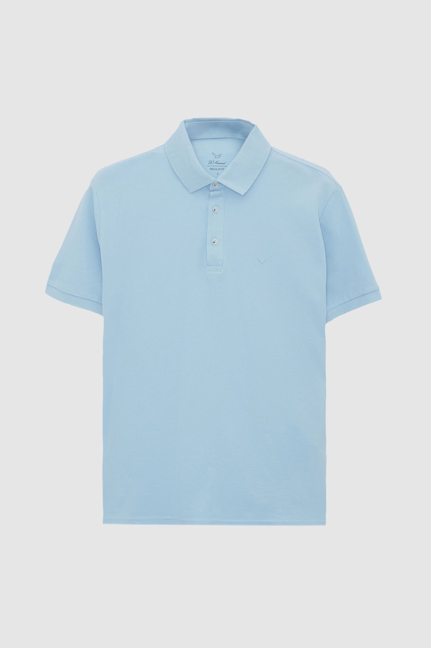 Ds Damat Regular Fit Açık Mavi Pike Dokulu %100 Pamuk Polo Tişört