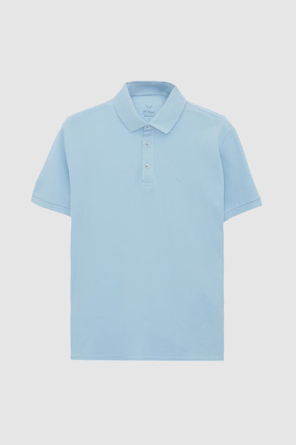 Ds Damat Regular Fit Açık Mavi Pike Dokulu %100 Pamuk Polo Tişört
