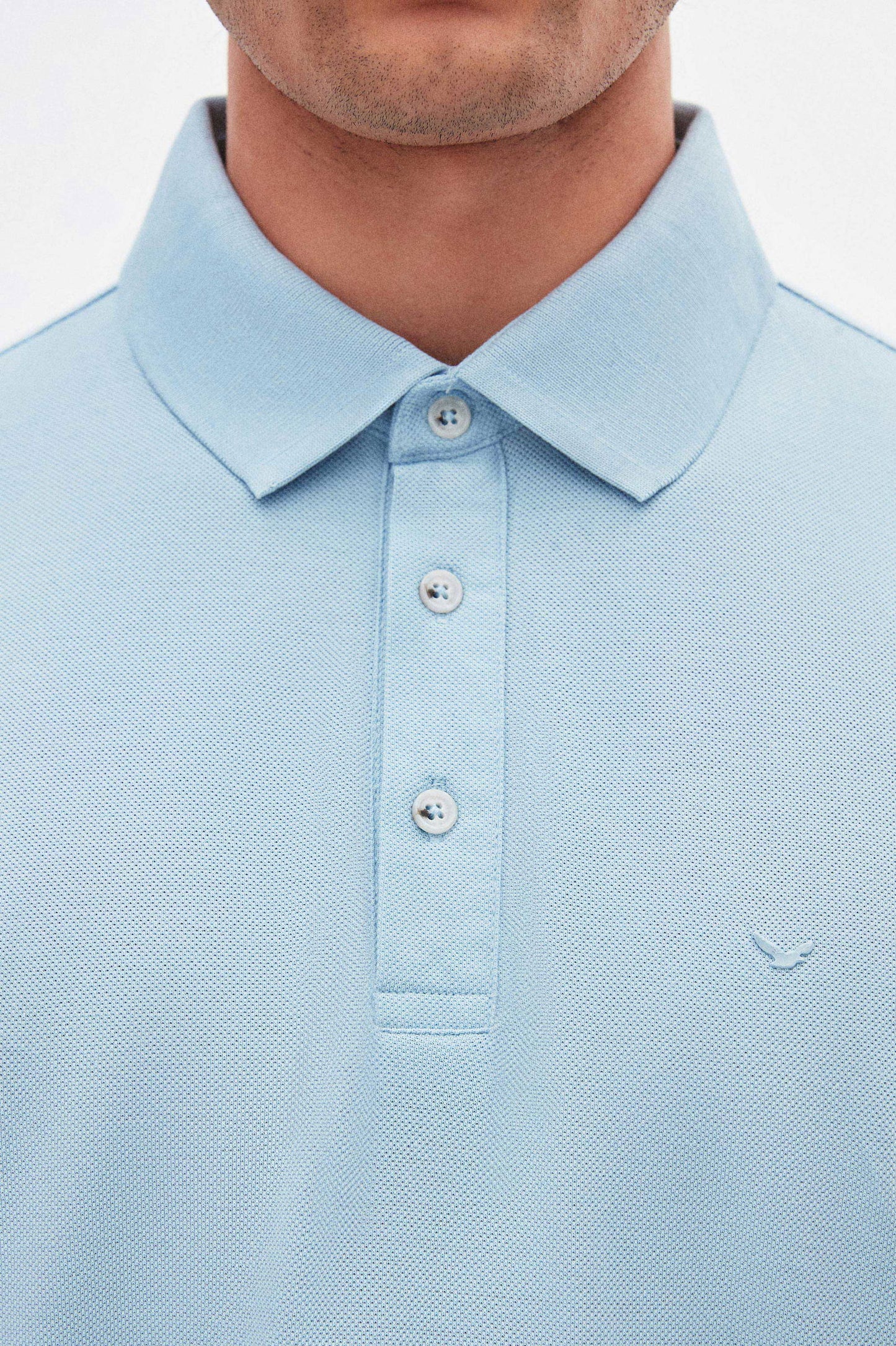Ds Damat Regular Fit Açık Mavi Pike Dokulu %100 Pamuk Polo Tişört