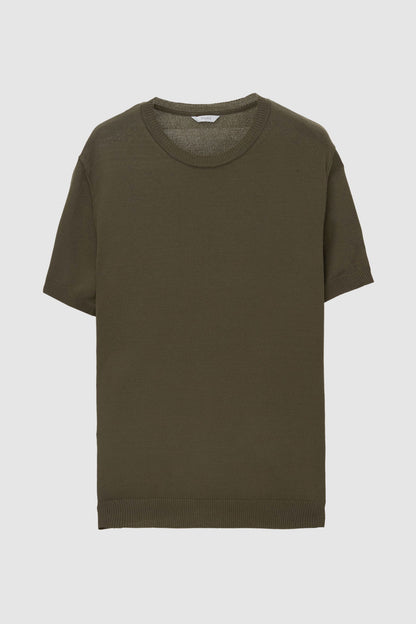 Twn Slim Fit Haki Düz Örgü T-shirt