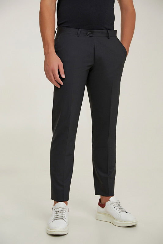 Ds Damat Comfort Fit Siyah Düz Travel Kumaş Pantolon