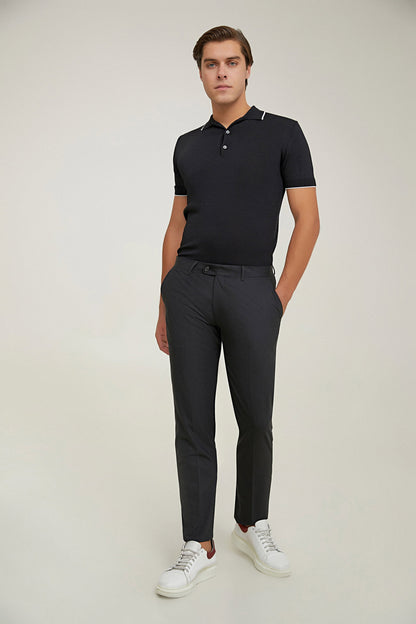 Ds Damat Comfort Fit Siyah Düz Travel Kumaş Pantolon